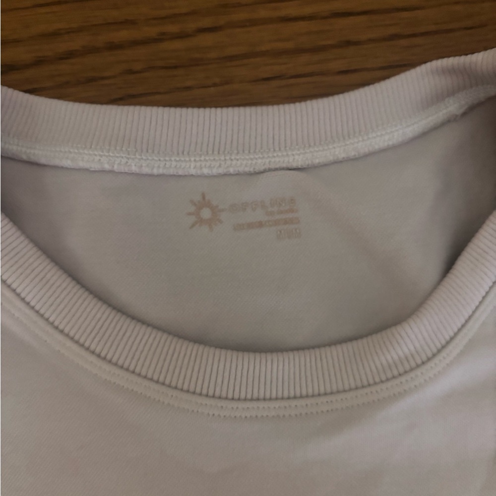 Cropped Offline Ribbed Tee in Stone - Picture 2 of 4